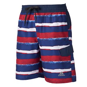 Men's adidas Americana Striped Microfiber Volley Swim Trunks