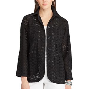 Petite Chaps Eyelet Lace Shirt Jacket