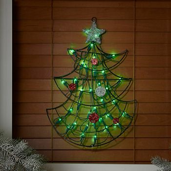 19-in. Pre-Lit Metal Christmas Tree Wall Decor