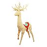 60-in. Pre-Lit Burlap Standing Reindeer Outdoor Christmas Decor 