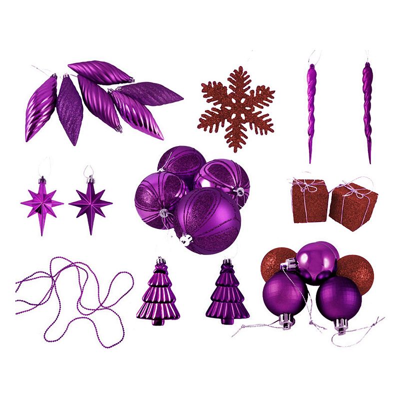 UPC 191296069212 product image for Shatterproof Purple & Red Christmas Ornament 125-piece Set | upcitemdb.com
