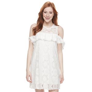 Juniors' Trixxi Cold Shoulder Lace Dress