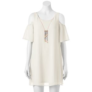 Juniors' Lily Rose Cold-Shoulder Shift Dress