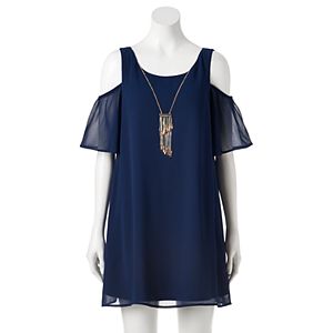 Juniors' Lily Rose Cold-Shoulder Shift Dress