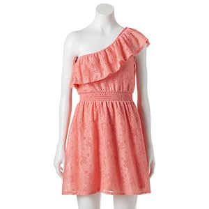 Juniors' Lily Rose Lace One-Shoulder Dress