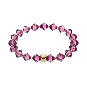 TFS Jewelry 14k Gold Over Silver Purple Crystal Stretch Bracelet
