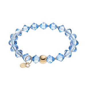 TFS Jewelry 14k Gold Over Silver Violet Crystal Stretch Bracelet