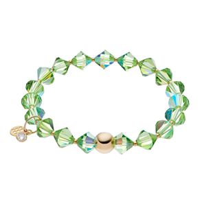 TFS Jewelry 14k Gold Over Silver Green Crystal Stretch Bracelet
