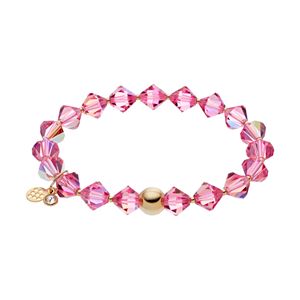 TFS Jewelry 14k Gold Over Silver Pink Crystal Stretch Bracelet