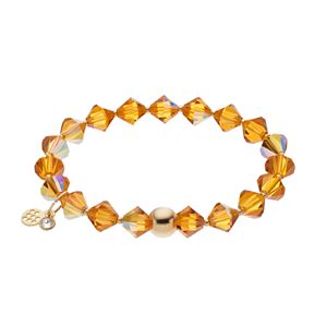 TFS Jewelry 14k Gold Over Silver Yellow Crystal Stretch Bracelet