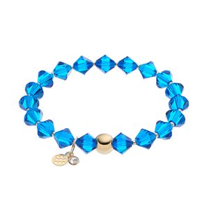 TFS Jewelry 14k Gold Over Silver Blue Crystal Stretch Bracelet