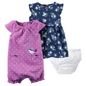 Baby Girl Carter's Floral Dress & Polka-Dot Sunsuit Set