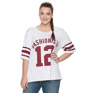 Juniors' Plus Size Starlet Football Graphic Tee