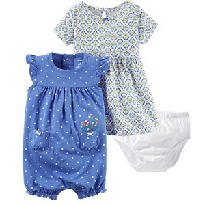 Baby Girl Carter's Tile Dress & Polka-Dot Sunsuit Set