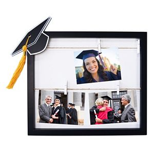 New View Graduation Cap Clothespin 4-photo Collage Frame