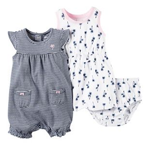 Baby Girl Carter's Palm Tree Dress & Striped Sunsuit Set