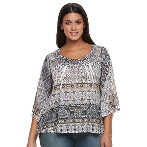 Plus Size World Unity Embellished Sublimation Top