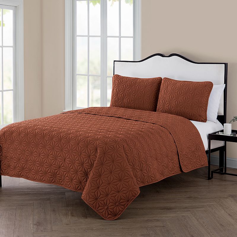 VCNY Home Kaleidoscope Quilt Set, Orange, Queen