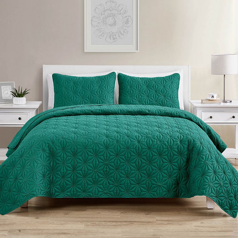 VCNY Home Kaleidoscope Quilt Set, Green, Queen