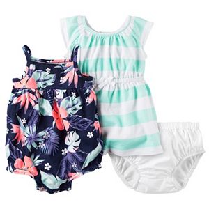 Baby Girl Carter's Floral Romper & Striped Dress Set