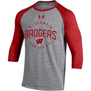 Men's Under Armour Wisconsin Badgers Triblend Baseball Tee