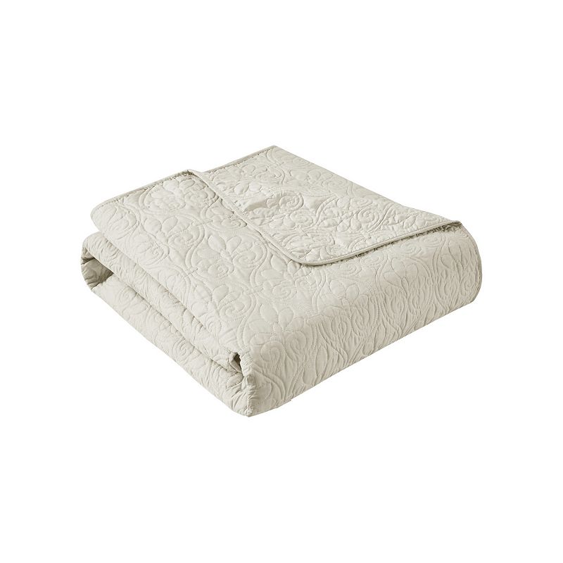 Madison Park Mansfield Oversized Quilted Throw Blanket, Natural