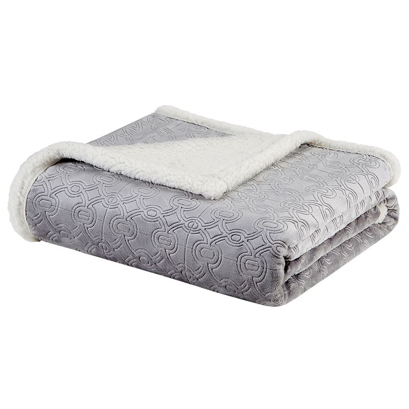 Madison Park Elma Oversized Textured Plush Throw Blanket, Grey