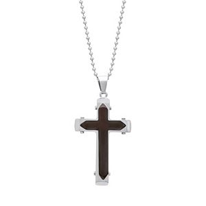 1913 Men's Two Tone Stainless Steel Cross Pendant Necklace