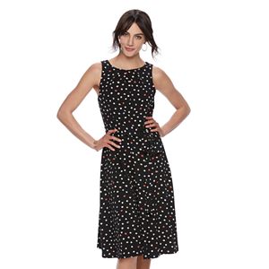 Women's ELLE™ Pleated Polka-Dot A-Line Dress