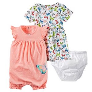 Baby Girl Carter's Butterfly Dress & Polka-Dot Sunsuit Set
