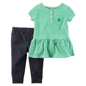 Baby Girl Carter's Striped Henley Tunic & Jeggings Set