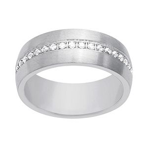 1913 Men's Stainless Steel Cubic Zirconia Ring