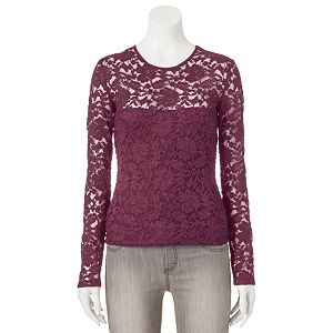 Juniors' Mudd® Lace Long-Sleeve Top
