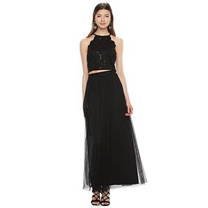 Juniors' Lily Rose Embellished Crop Top & Maxi Skirt Set