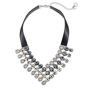 Simply Vera Vera Wang Faux Leather Oval Stone Statement Necklace