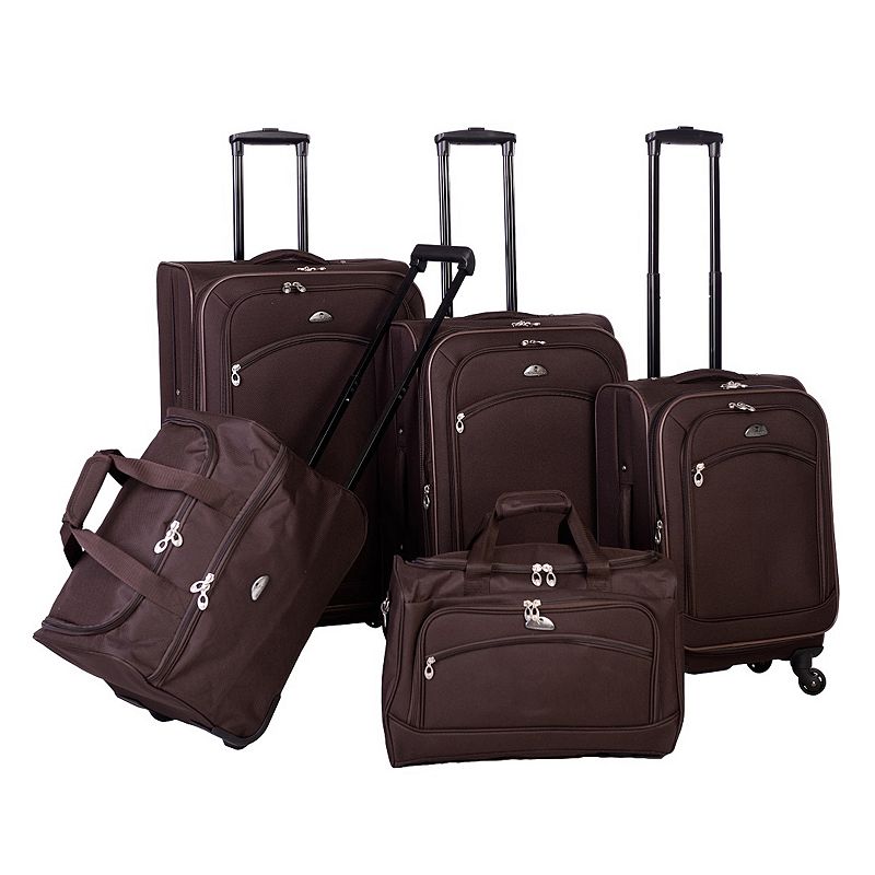 American Flyer South West Collection 5-Piece Luggage Set, Brown, 5 PC SET