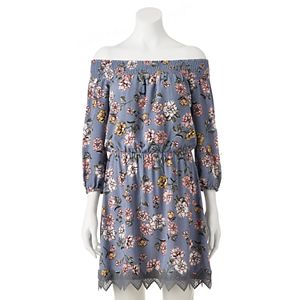 Juniors' Trixxi Floral Off-the-Shoulder Dress