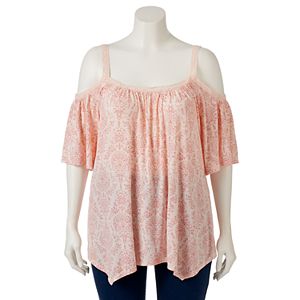Juniors' Plus Size Mudd® Crochet Off Shoulder Top
