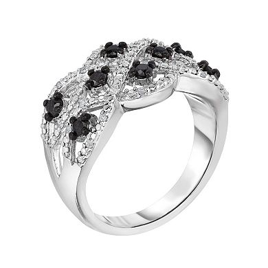 Sterling Silver 1/2 Carat T.W. Black & White Diamond Woven Ring
