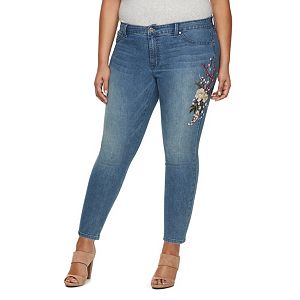 Plus Size Jennifer Lopez Embroidered Skinny Jeans