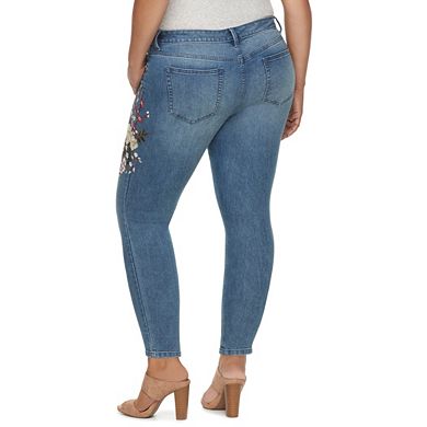 Plus Size Jennifer Lopez Embroidered Skinny Jeans