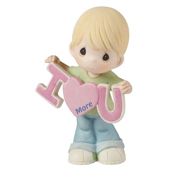 Precious Moments Boy Holding "I Love U More" Figurine