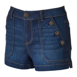 Juniors' SO® Button Pocket Jean Shortie Shorts