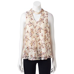 Juniors' Trixxi Lace Choker Tank