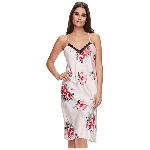 Women's Apt. 9® Floral Satin Midi Slip Chemise