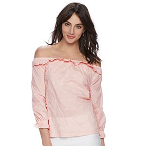 Women's ELLE™ Seersucker Off-the-Shoulder Top