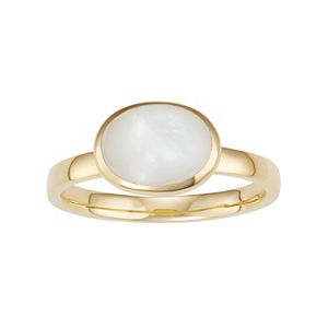 18k Gold Over Silver Mother-of-Pearl Ring