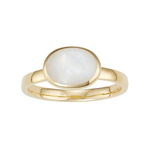18k Gold Over Silver Mother-of-Pearl Ring