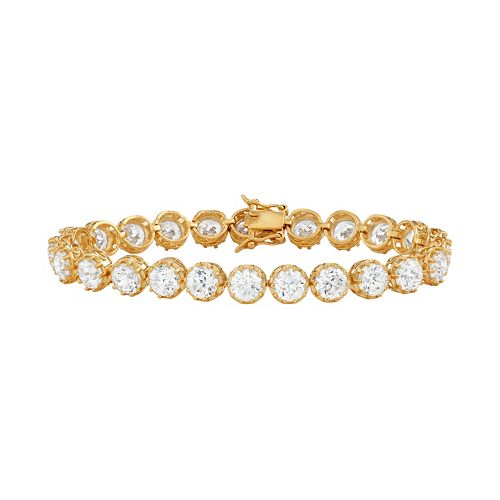 18k Gold Over Silver Cubic Zirconia Tennis Bracelet