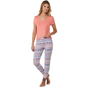 Women's Cuddl Duds Pajamas: Color Fusion Henley & Jogger Pants PJ Set